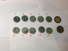 Load image into Gallery viewer, 17.8mm Type A 100% Natural icy watery dark green white gray Jadeite Jade Safety Guardian Button donuts Pendant group PB151