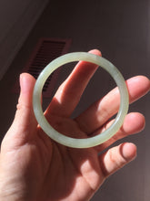 Load image into Gallery viewer, 57.6mm Certified 100% Natural light green gray Nephrite Bangle HN141-3359