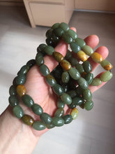 Load image into Gallery viewer, 100% Natural 12x9mm green/yellow olives shape nephriteJade bead bracelet group HE92