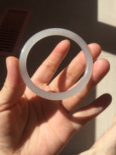 Load image into Gallery viewer, 51mm Certified 100% Natural Icy Pale Smoky Purple (烟紫) Gray Black Round Cut Nephrite Jade Bangle HN140-3371