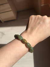 Load image into Gallery viewer, 100% Natural 12x9mm green/yellow olives shape nephriteJade bead bracelet group HE92