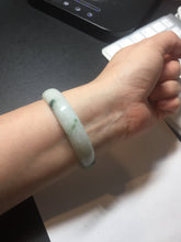 Load image into Gallery viewer, 55.5mm Certified type A 100% Natural light green with green flying flowers Jadeite bangle D131-4024