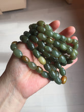 Load image into Gallery viewer, 100% Natural 12x9mm green/yellow olives shape nephriteJade bead bracelet group HE92