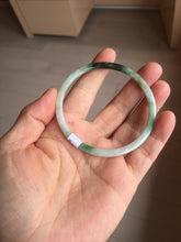 Load image into Gallery viewer, 57mm Certified type A 100% Natural sunyy green ling green purple gray black slim flat round cut Jadeite bangle PH199-3162