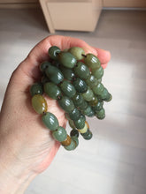 Load image into Gallery viewer, 100% Natural 12x9mm green/yellow olives shape nephriteJade bead bracelet group HE92