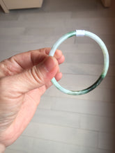 Load image into Gallery viewer, 57mm Certified type A 100% Natural sunyy green ling green purple gray black slim flat round cut Jadeite bangle PH199-3162