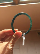 Load image into Gallery viewer, 57mm Type A 100% Natural icy black(冰乌鸡) blue gray Guatemala Slim Round Cut Jadeite Bangle PJ157-1371