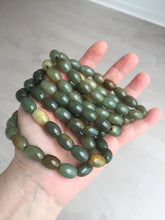 Load image into Gallery viewer, 100% Natural 12x9mm green/yellow olives shape nephriteJade bead bracelet group HE92