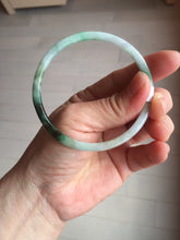 Load image into Gallery viewer, 57mm Certified type A 100% Natural sunyy green ling green purple gray black slim flat round cut Jadeite bangle PH199-3162