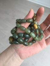 Load image into Gallery viewer, 100% Natural 12x9mm green/yellow olives shape nephriteJade bead bracelet group HE92