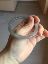 Load image into Gallery viewer, 53.2mm Certified 100% Natural gray black(灰冰) flat round cut nephrite jade bangle HN33-9075