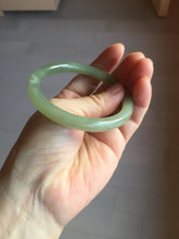 Load image into Gallery viewer, 56.2mm Certified 100% Natural icy watery light green/yellow round cut nephrite jade bangle HN32-3597