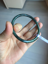 Load image into Gallery viewer, 55.6mm Certified Type A 100% Natural dark green/blue/gray Guatemala slim round cut Jadeite bangle PD20-4453