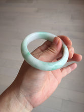 Load image into Gallery viewer, 53mm 100% natural certified sunny green/white(白底青) jadeite jade bangle BK81-5255