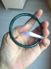 Load image into Gallery viewer, 55.6mm Certified Type A 100% Natural dark green/blue/gray Guatemala slim round cut Jadeite bangle PD20-4453