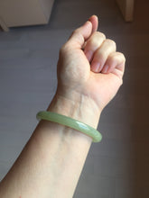 Load image into Gallery viewer, 56.2mm Certified 100% Natural icy watery light green/yellow round cut nephrite jade bangle HN32-3597