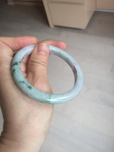 Load image into Gallery viewer, 58mm certificated Type A 100% Natural light green purple with green floating flowers Jadeite Jade bangle AS83-3016