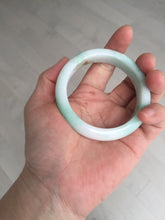 Load image into Gallery viewer, 53mm 100% natural certified sunny green/white(白底青) jadeite jade bangle BK81-5255