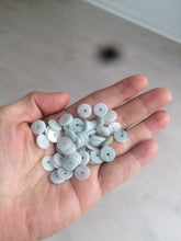Load image into Gallery viewer, 50 pieces of 100% Natural light green/white Jadeite Jade small safety button beads AS79 (supply)