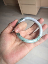 Load image into Gallery viewer, 58mm certificated Type A 100% Natural light green purple with green floating flowers Jadeite Jade bangle AS83-3016
