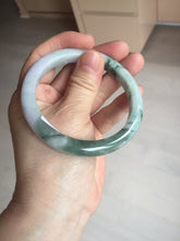 Load image into Gallery viewer, 58mm certificated Type A 100% Natural light green purple with green floating flowers Jadeite Jade bangle AS83-3016
