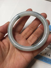 Load image into Gallery viewer, 57.5mm Certified Type A 100% Natural icy watery light green with green floating flowers round cut Jadeite Jade bangle AM95-2726