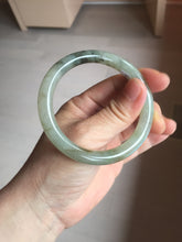 Load image into Gallery viewer, 54.5mm Certified type A 100% Natural light green dark green floating seaweed round cut Jadeite bangle PC137-6611