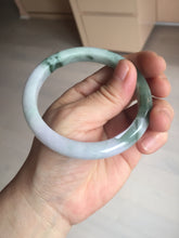 Load image into Gallery viewer, 58mm certificated Type A 100% Natural light green purple with green floating flowers Jadeite Jade bangle AS83-3016