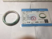 Load image into Gallery viewer, 55.5mm certified 100% natural Type A sunny green purple yellow(FU LU SHOU) white jadeite bangle PD156-6309