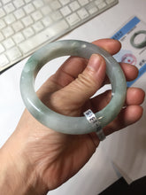 Load image into Gallery viewer, 57.5mm certified type A 100% Natural icy watery light green/purple/white chubby Jadeite jade bangle PF77-1315