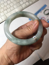 Load image into Gallery viewer, 57.5mm certified type A 100% Natural icy watery light green/purple/white chubby Jadeite jade bangle PF77-1315