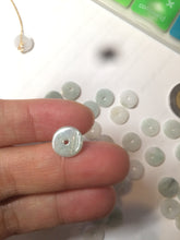 Load image into Gallery viewer, 50 pieces of 100% Natural light green/white Jadeite Jade small safety button beads AS79 (supply)