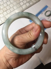 Load image into Gallery viewer, 57.5mm certified type A 100% Natural icy watery light green/purple/white chubby Jadeite jade bangle PF77-1315