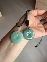 Load image into Gallery viewer, 23.5-28mm Type A 100% Natural sunny green/oily dark green black gray(老油青)/purple Jadeite Safety Guardian Button donuts pendant group PB301