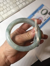 Load image into Gallery viewer, 57.5mm certified type A 100% Natural icy watery light green/purple/white chubby Jadeite jade bangle PF77-1315