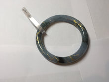 Load image into Gallery viewer, 55mm certified 100% natural Type A sunny green white carved and golden-painted jadeite jade bangle PF79-(3441)