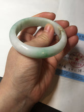 Load image into Gallery viewer, 53mm 100% natural certified sunny green/white(白底青) jadeite jade bangle BK81-5255
