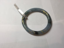 Load image into Gallery viewer, 55mm certified 100% natural Type A sunny green white carved and golden-painted jadeite jade bangle PF79-(3441)
