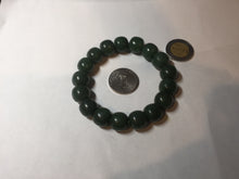 Load image into Gallery viewer, 100% Natural 10.3/12mm dark green/black vintage style nephrite Jade (碧玉) bead bracelet HE90