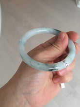 Load image into Gallery viewer, 57.5mm Certified Type A 100% Natural icy watery light green with green floating flowers round cut Jadeite Jade bangle AM95-2726