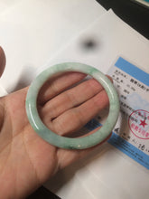 Load image into Gallery viewer, 57mm Certified Type A 100% Natural sunny green round cut Jadeite Jade bangle AK77-3296