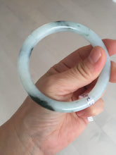 Load image into Gallery viewer, 57.5mm Certified Type A 100% Natural icy watery light green with green floating flowers round cut Jadeite Jade bangle AM95-2726