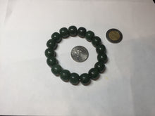 Load image into Gallery viewer, 100% Natural 10.3/12mm dark green/black vintage style nephrite Jade (碧玉) bead bracelet HE90