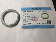 Load image into Gallery viewer, 53mm certified 100% natural Type A green white with green floating flowers jadeite bangle PD158-6291