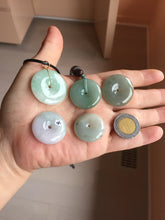 Load image into Gallery viewer, 23.5-28mm Type A 100% Natural sunny green/oily dark green black gray(老油青)/purple Jadeite Safety Guardian Button donuts pendant group PB301