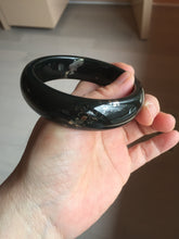 Load image into Gallery viewer, 60mm 100% Natural dark green/black meteorite Stellar Night sky broad style nephrite Jade bangle HF108-0063