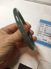 Load image into Gallery viewer, 56.5mm Certified Type A 100% Natural icy watery green/blue/black/gray slim round cut Guatemala Jadeite bangle PC67-7027