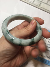 Load image into Gallery viewer, 53mm certified 100% natural Type A green white with green floating flowers jadeite bangle PD158-6291