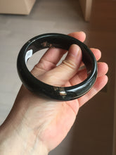 Load image into Gallery viewer, 60mm 100% Natural dark green/black meteorite Stellar Night sky broad style nephrite Jade bangle HF108-0063