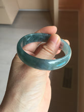 Load image into Gallery viewer, 52.8mm Certified Type A 100% Natural icy watery deep sea green/blue/gray/black Guatemala Jadeite bangle PJ31-6391